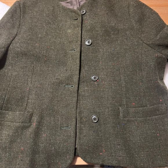 VTG Moffat Woollens Scotland Green Donegal Suit Jacket Wool Blazer Size LG - Picture 5 of 11